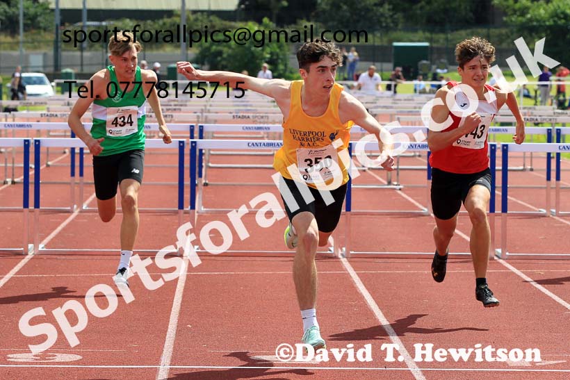 Mens Under-17s 100 metres hurdles, 2023 Northern Under-13s, Under-15s and Under-17s, Middlesbrough.  Photo: David T. Hewitson/Sports for All Pics